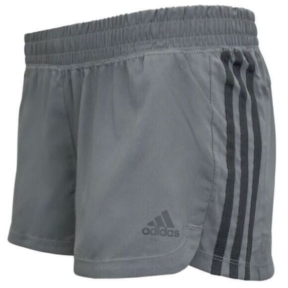 NWT Adidas Women’s Ladies 3 Stripe Pacer Gray Athletic Shorts - Size Large - Picture 1 of 7
